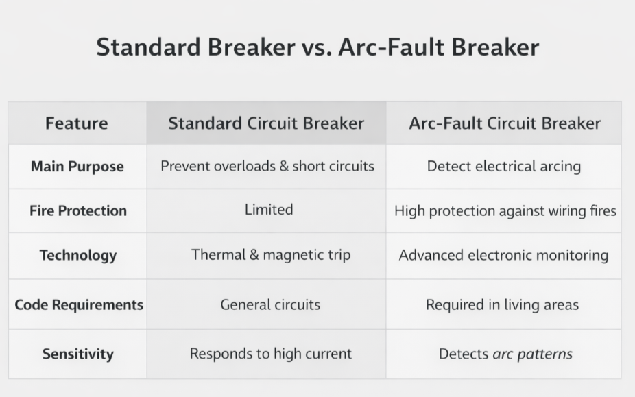 Arc-Fault Breaker vs Standard Circuit Breaker