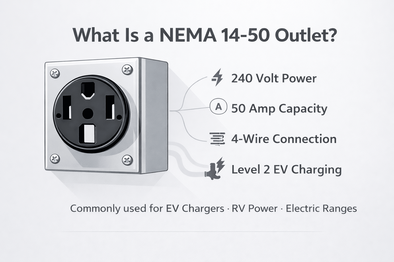 Minimal line illustration of a NEMA 14-50 outlet