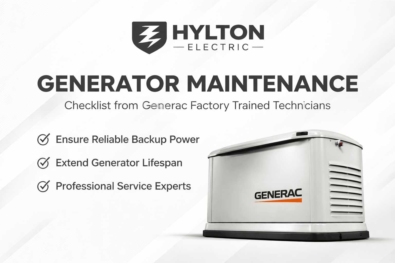 Generator Maintenance Checklist from Generac Factory Trained Technicians