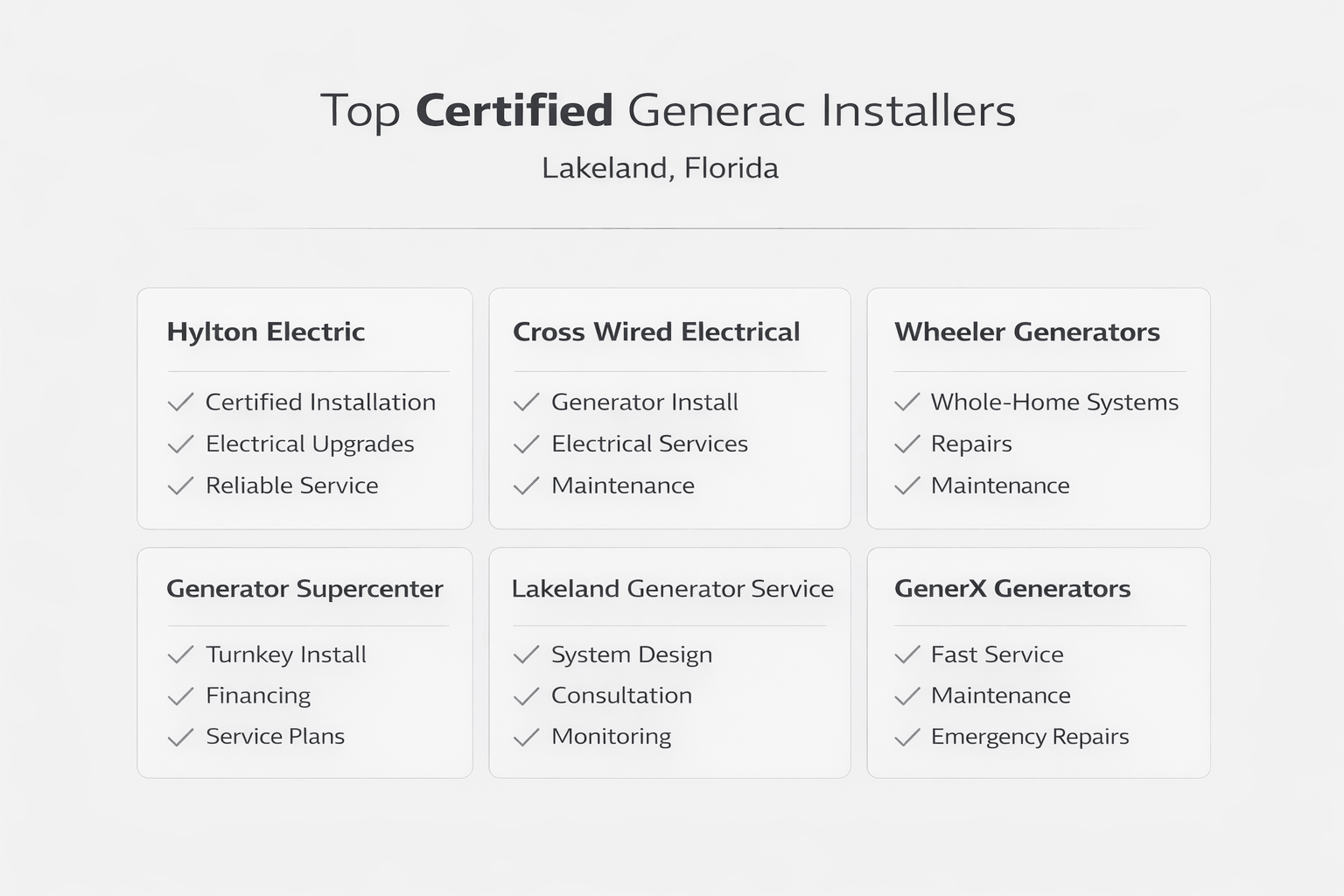 op Certified Generac Installers in Lakeland, Florida