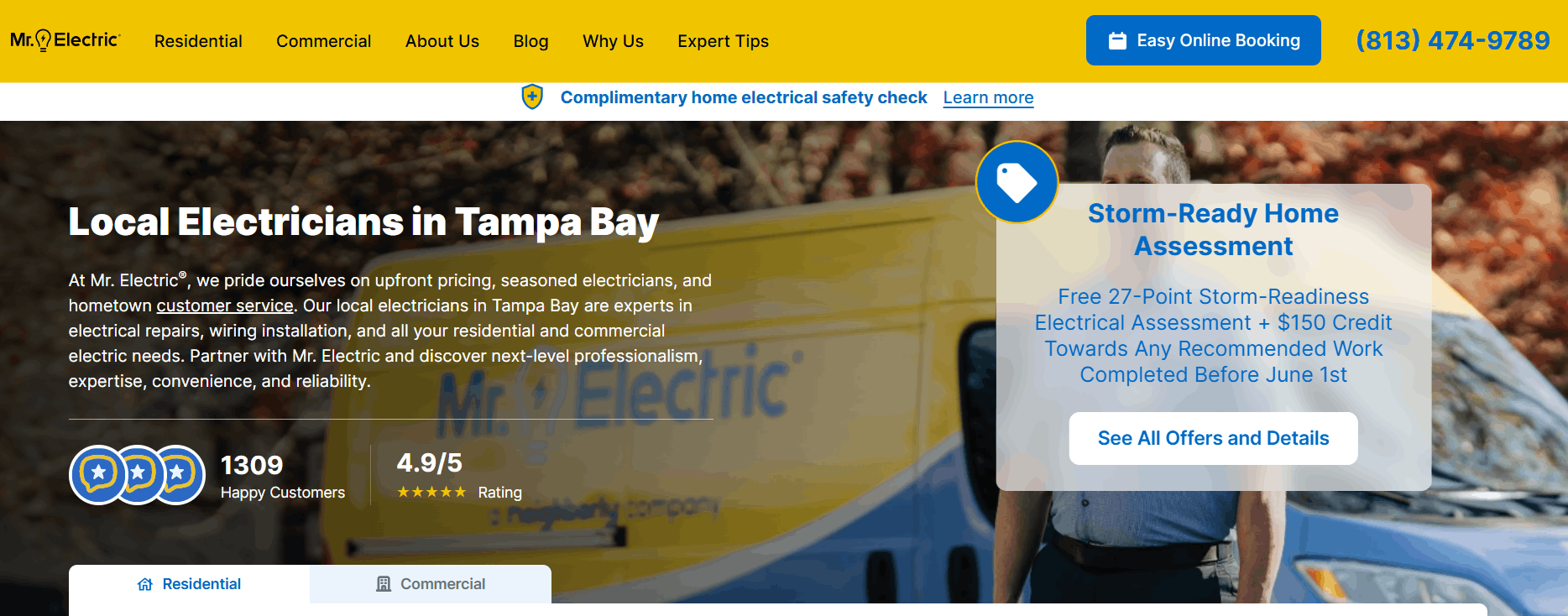 3. Mr. Electric of Tampa Bay – Best for 24/7 Emergency Services