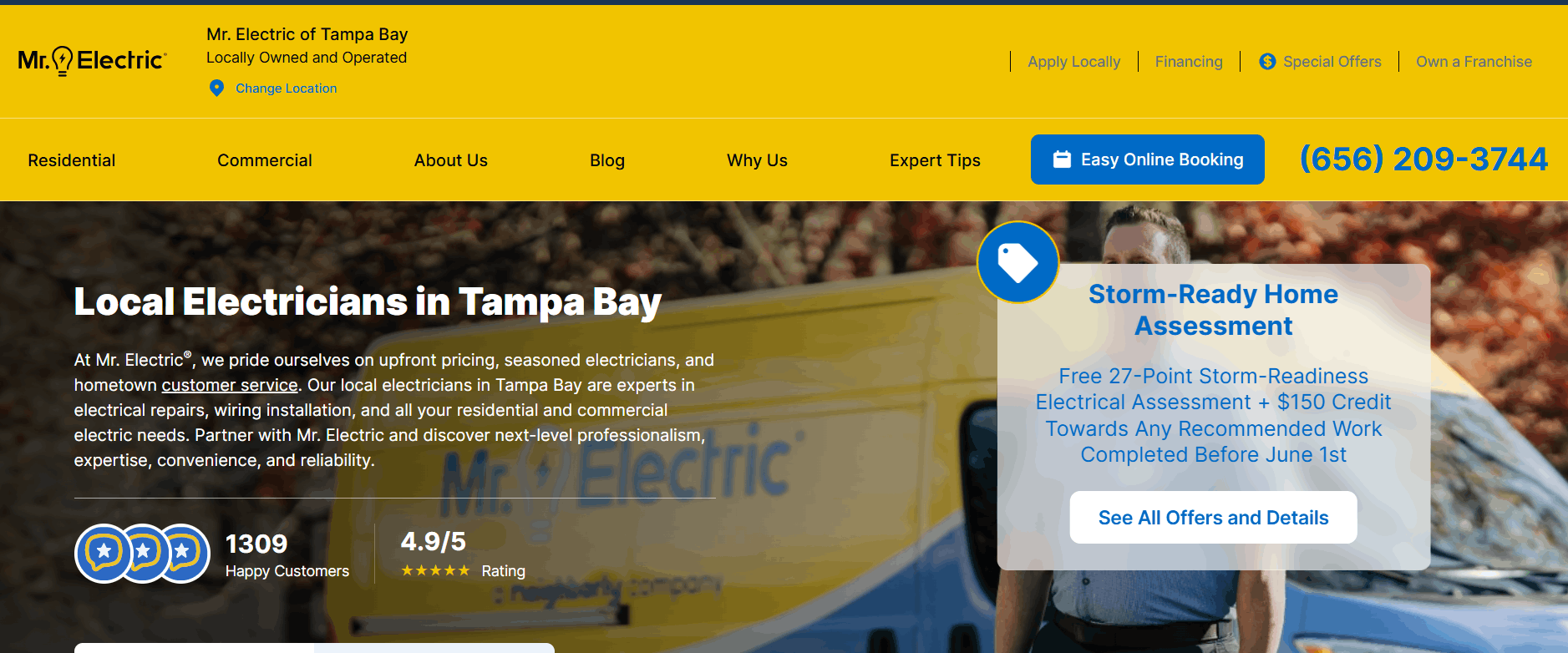 At Mr. Electric®, we pride ourselves on upfront pricing, seasoned electricians, and hometown customer service.