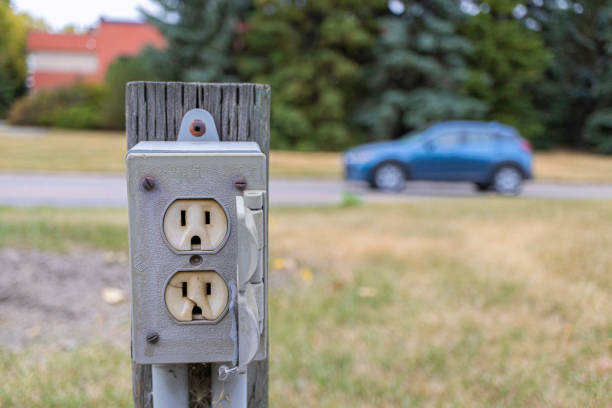 Car vehicle Block heater in office parking lot