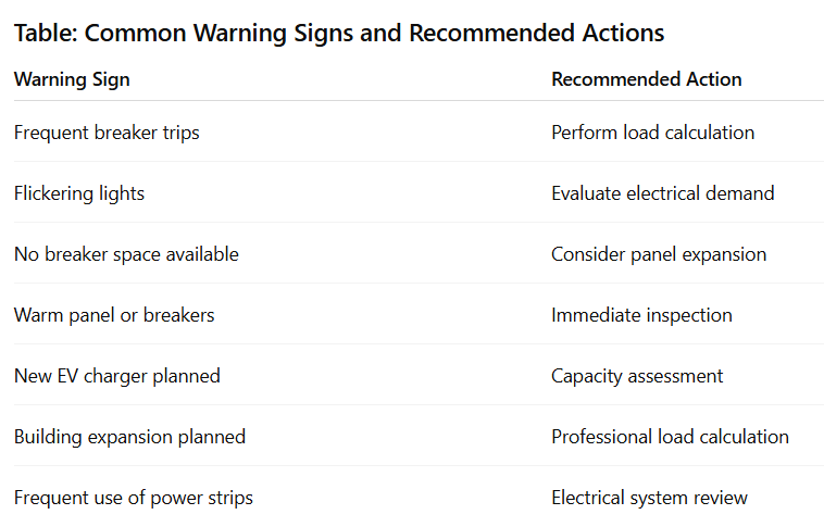 Table: Common Warning Signs and Recommended Actions