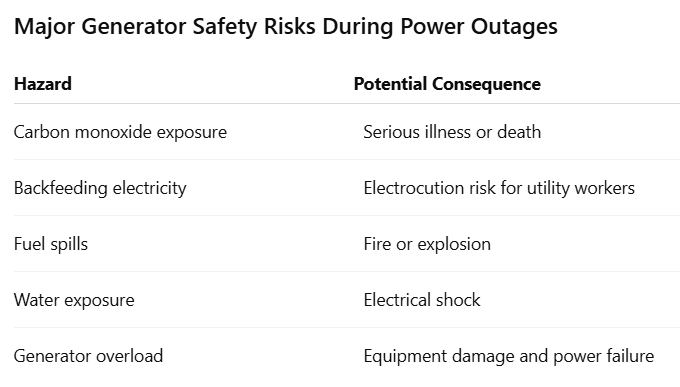 Major Generator Safety Risks During Power Outages
