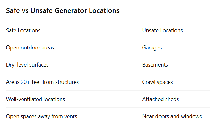 Safe vs Unsafe Generator Locations