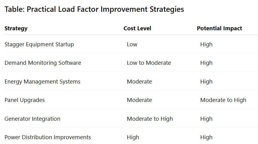 Table: Practical Load Factor Improvement Strategies