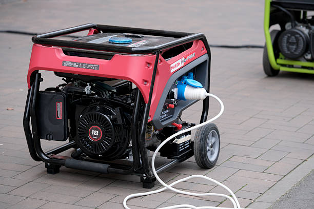 Generator stands ready to supply energy for evening festivities outside. Kyiv, Ukraine. December 8, 2025.